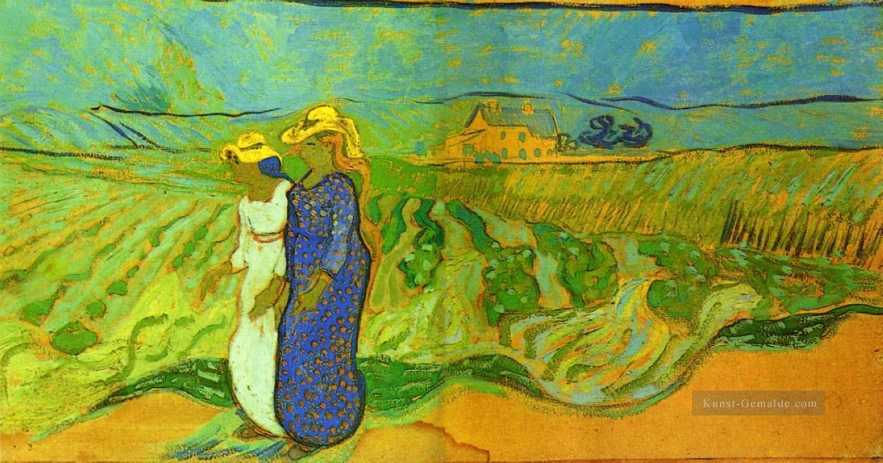 Crossing Zwei Frauen  welche die Felder Vincent van Gogh Ölgemälde